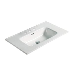 Dessus de meuble-lavabo American Imaginations, répandu, argile réfractaire, 18,31 po x 24,16 po, blanc