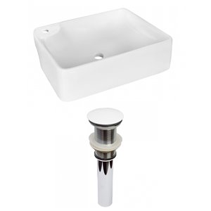 American Imaginations White Vessel Rectangular Bathroom Sink - White Hardware - 13-in