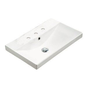 Dessus de meuble-lavabo stylé American Imaginations, répandu, argile réfractaire, 15,51 po x 23,86 po, blanc