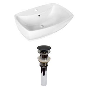 American Imaginations White Vessel Rectangular Bathroom Sink - Black Hardware - 15.75-in - Overflow Included