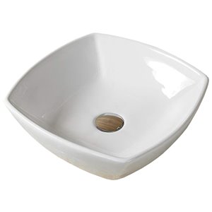 American Imaginations Stylish White Vessel Square Bathroom Sink - Chrome Hardware - 16.5-in