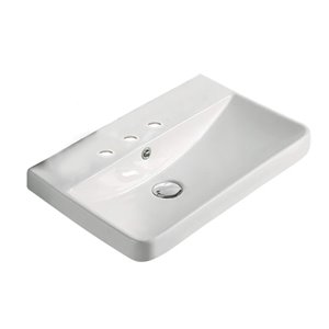 Dessus de meuble-lavabo American Imaginations, répandu, argile réfractaire, 13,98 po x 19,88 po, blanc