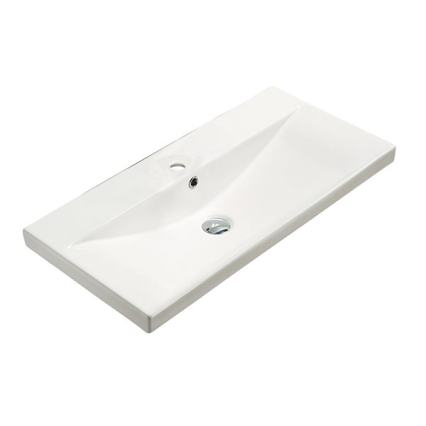 American Imaginations White Fire Clay Bathroom Vanity Top - Single Hole - 31.73-in x 15.51-in