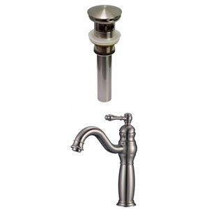 Robinet moderne à une poignée monotrou de American Imaginations, 7,44 po, nickel brossé