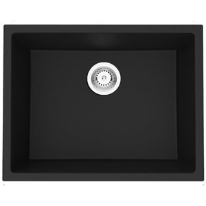 Évier de cuisine bol simple encastré de American Imaginations, 23 po x 18 po, calibre 16, composite de granit noir