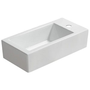 American Imaginations White Vessel Rectangular Bathroom Sink - Chrome Hardware - 9.4-in