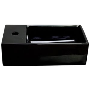 American Imaginations Black Vessel Rectangular Bathroom Sink - Chrome Hardware - 9.5-in - Overflow Included