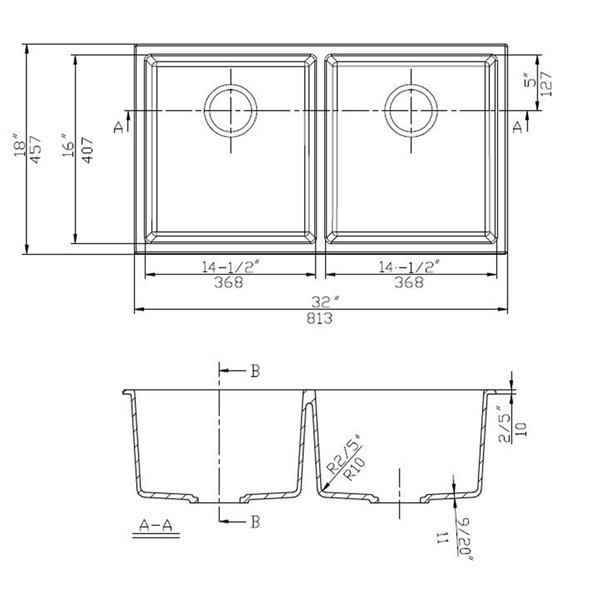 American Imaginations 18-in x 32-in White Granite Composite Double Equal Bowl Drop-In Residential Kitchen Sink
