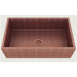 Évier de cuisine bol simple encastré transitionnel de American Imaginations, 33 po x 19 po, calibre 16, cuivre rose