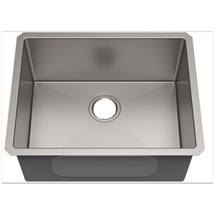 Évier de cuisine bol simple encastré stylé de American Imaginations, 23 po x 20 po, calibre 18, nickel brossé