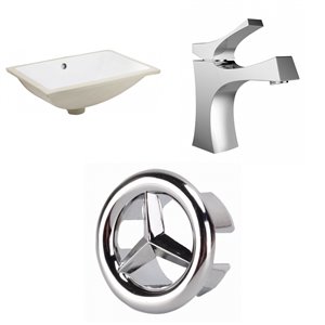 American Imaginations White Undermount Rectangular Bathroom Sink - Chrome Hardware - 14.35-in - Overflow Included