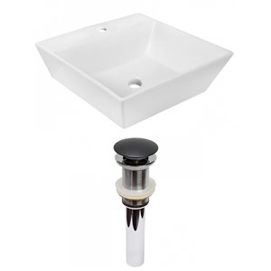 Lavabo de salle de bain vasque carré de American Imaginations, 16,5 po, quincaillerie noir poli