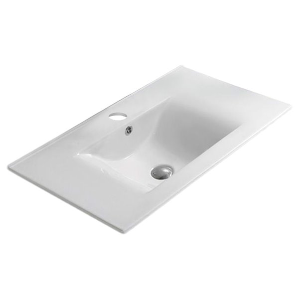 American Imaginations White Fire Clay Bathroom Vanity Top - Single Hole - 23.8-in x 18.2-in