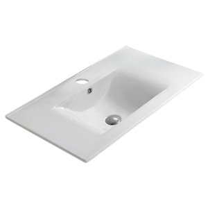 Dessus de meuble-lavabo American Imaginations, monotrou, argile réfractaire, 18,2 po x 23,8 po, blanc