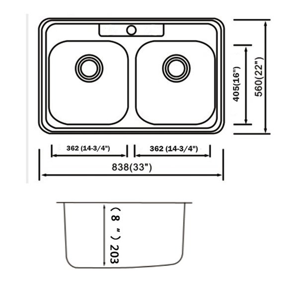 Colony® 33 x 22-Inch Stainless Steel 4-Hole Top Mount Double-Bowl ADA Kitchen  Sink