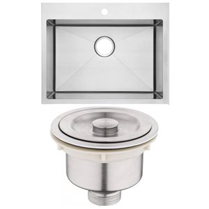 Évier de cuisine bol simple encastré moderne de American Imaginations, 25 po x 22 po, calibre 18, nickel brossé