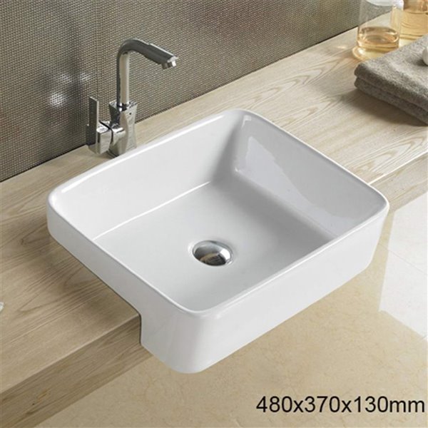 American Imaginations White Drop-In Or Undermount Rectangular Bathroom Sink - Chrome Hardware - 13.4-in - Overflow Included