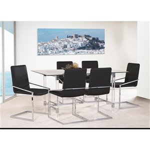 Ensemble de salle à manger Crystalle de Mazin Industries, rectangulaire, clair/noir, 7 pièces