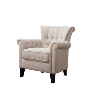 Mazin Industries Winnifred Midcentury Linen Accent Chair - Beige