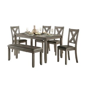 HomeTrend Holders Dining Set with Rectangular Table - Gray - 6-Piece