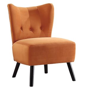 Chaise d'appoint moderne en velours Imani de Mazin Industries, orange vif