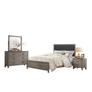 Ensemble de chambre à coucher double Woodrow de HomeTrend, gris, 6 pcs