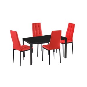 HomeTrend Justina Dining Set with Rectangular Table - Red - 5-Piece