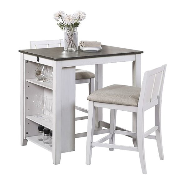 HomeTrend Daye Dining Set with Rectangular Table - White - 3-Piece