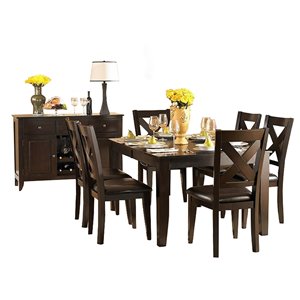 HomeTrend Crown Point Dining Set with Rectangular Table - Brown - 7-Piece