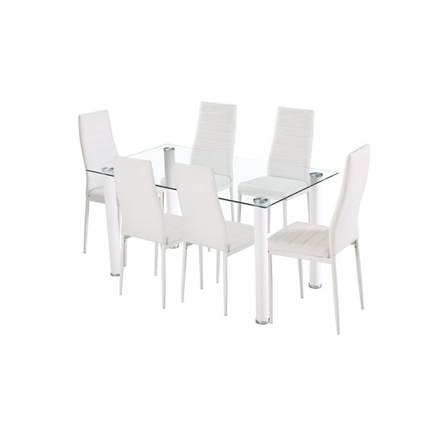 HomeTrend Florian Dining Set with Rectangular Table - White - 4-Piece