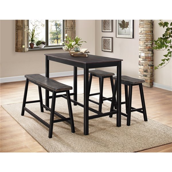 HomeTrend Visby Dining Set with Rectangular Table - Black - 4-Piece