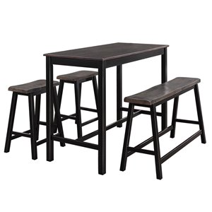 HomeTrend Visby Dining Set with Rectangular Table - Black - 4-Piece