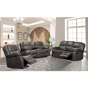 Ensemble de salon Klaus de Mazin Industries, microfibre, gris antique, 2 mcx