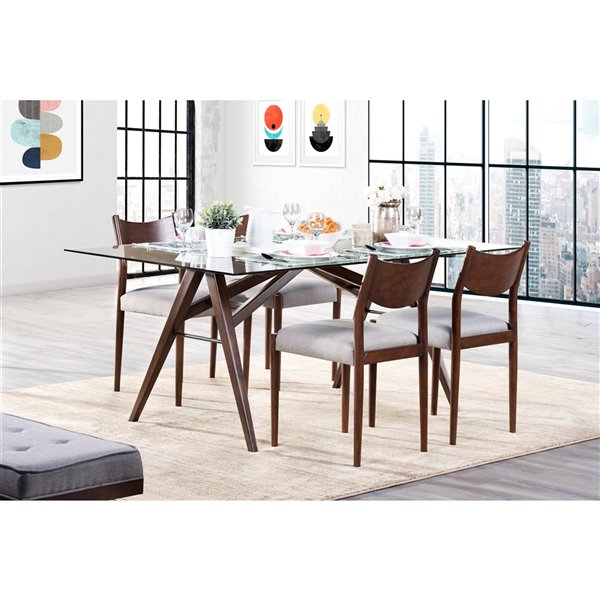 Hometrend Ralson Glass Dining Set With, Ralson Modern 7 Piece Dining Room Set