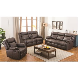 Ensemble de salon Duncan de Mazin Industries, similicuir, marron, 2 mcx
