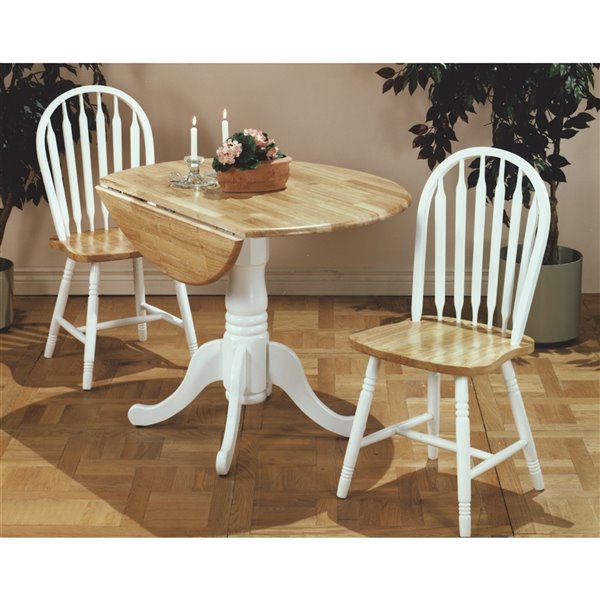 HomeTrend Laurentian Dining Set with Round Table - White - 3-Piece
