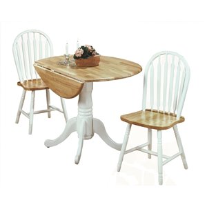 HomeTrend Laurentian Dining Set with Round Table - White - 3-Piece
