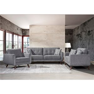 HomeTrend Morrison Midcentury Gray Polyester/Polyester Blend Sofa