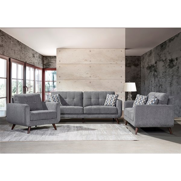 Sofa mi-siècle Morrison de HomeTrend, polyester/mélange polyester, gris