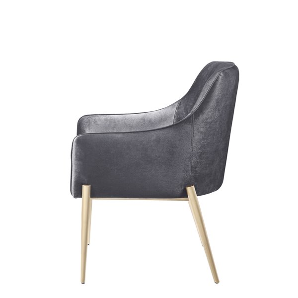 Chaise d'appoint mi-siècle en velours Cara de HomeTrend, gris