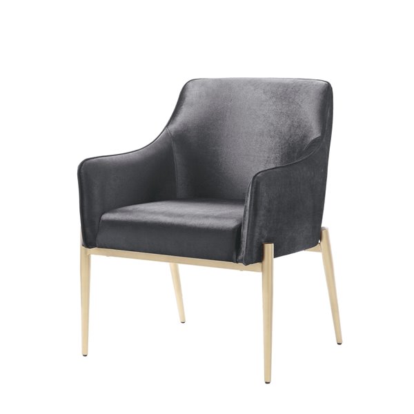 Chaise d'appoint mi-siècle en velours Cara de HomeTrend, gris