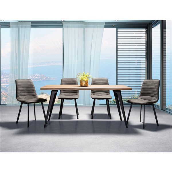 Ensemble de salle à manger Ivanhoe de HomeTrend, rectangulaire, gris, 5 pièces