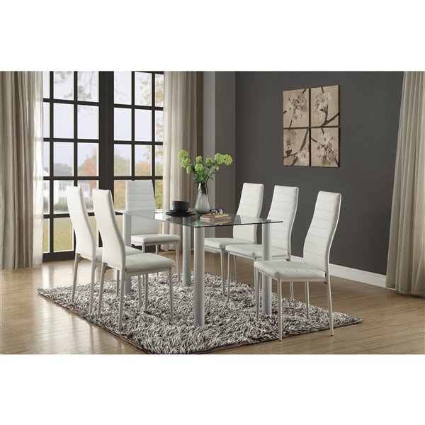 HomeTrend Florian Dining Set with Rectangular Table - White - 7-Piece