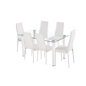 Ensemble de salle à manger Florian de HomeTrend, rectangulaire, blanc, 7 pièces
