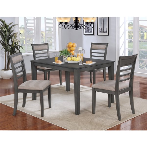 HomeTrend Dahilia Dining Set with Rectangular Table - Gray - 5-Piece