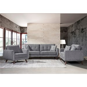 Ensemble de salon contemporain Morrison de Mazin Industries, polyester/mélange de polyester, gris, 2 mcx