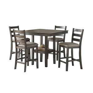 HomeTrend Sharon Dining Set with Square Table - Gray - 5-Piece