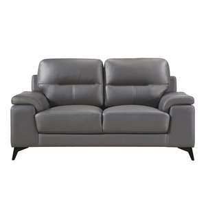 Causeuse moderne Dawson de Mazin Industries, cuir, gris foncé