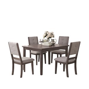HomeTrend Nisky Dining Set with Rectangular Table - Gray - 5-Piece