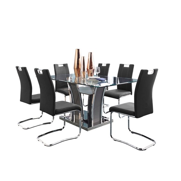 HomeTrend Betmar Dining Set with Rectangular Table - Gray - 7-Piece
